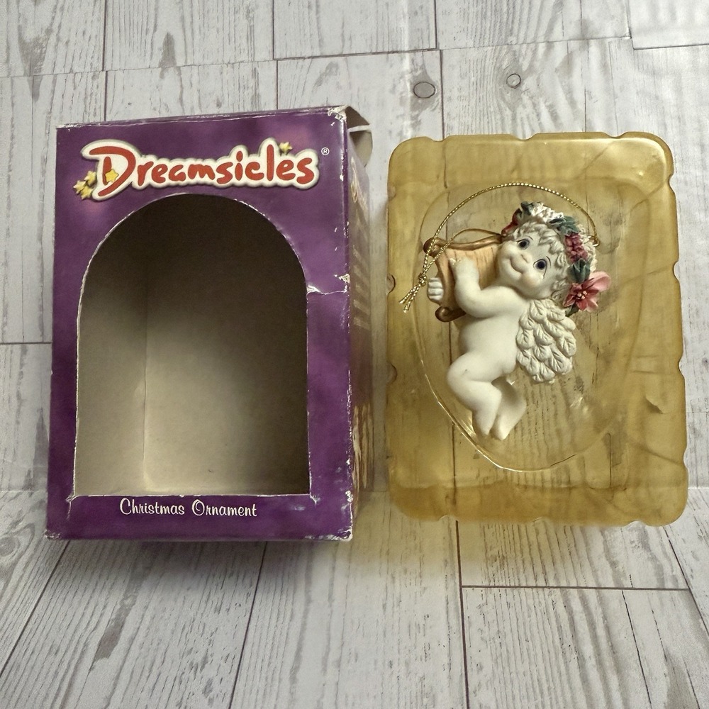 1999 Dreamsicles Cherub Angel Harp‎ Christmas Ornament Vintage NEW Nib Haynes